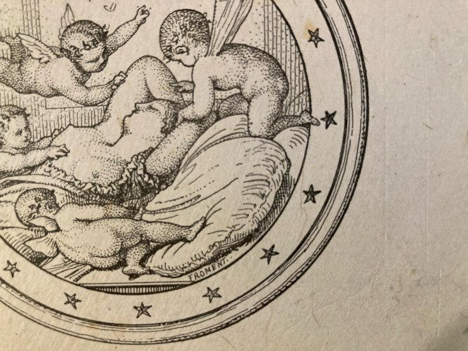 Gravure XVIIIe Ou XIXe Ange Putti Art Etching Ancien Old Amour Cupidon Estampe