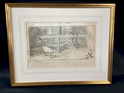 18th Century Engraving Hydraulic Engineering Scene in Egypt Nubia F.L. Norden 1757