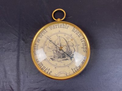 Large brass barometer signed Léon Maxant