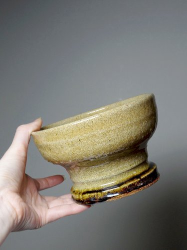 Gros bol, vide poche, céramique Japonaise artisanale glaçage de cendres type Iga