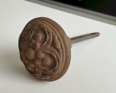Large antique wrought iron door knob rosette diameter 70 mm