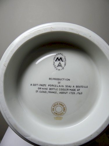 Gros cache pot/seau à champagne porcelaine Haviland Limoges repro St Cloud