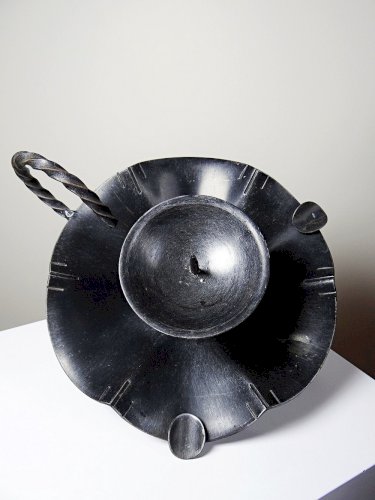 Gros cendrier bougeoir fer forgé style brutaliste moderne