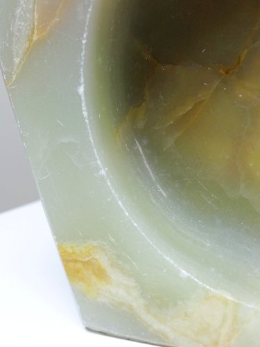 Gros cendrier en onyx vert hexagonal vintage Italie années 50-60