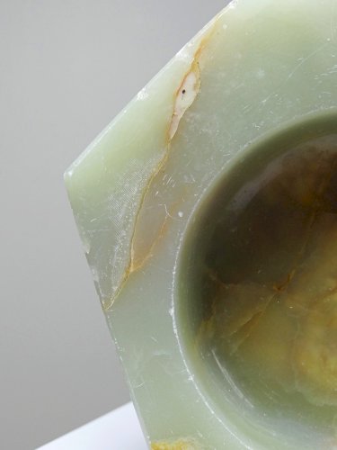 Gros cendrier en onyx vert hexagonal vintage Italie années 50-60