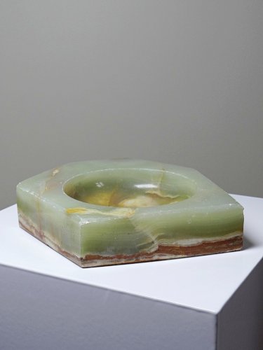 Gros cendrier en onyx vert hexagonal vintage Italie années 50-60