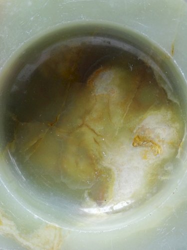 Gros cendrier en onyx vert hexagonal vintage Italie années 50-60
