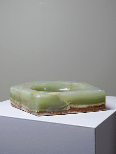Gros cendrier en onyx vert hexagonal vintage Italie années 50-60