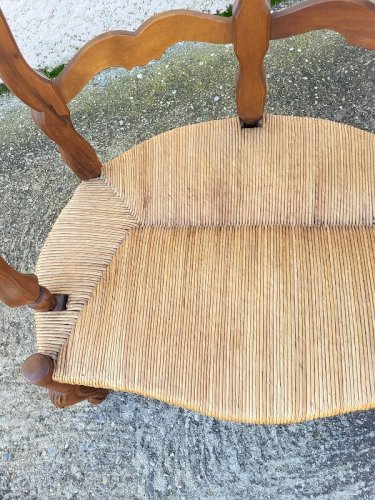 GROS FAUTEUIL DOUBLE PROVENCAL PAILLE EN NOYER