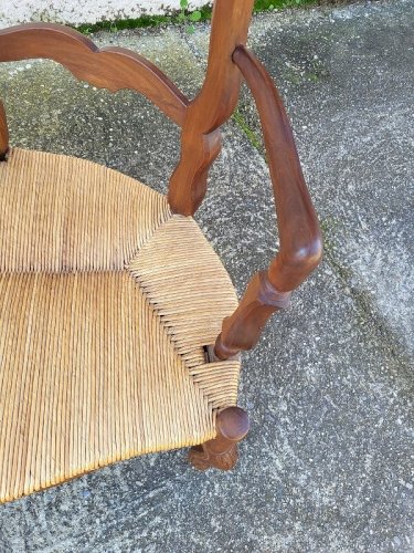 GROS FAUTEUIL DOUBLE PROVENCAL PAILLE EN NOYER