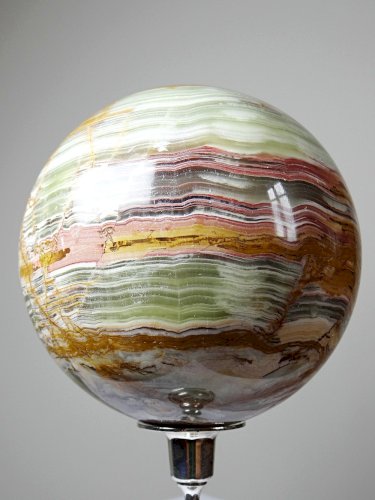 Gros globe d'onyx vert à bandes du Pakistan spécimen pierre naturel vintage 2kg