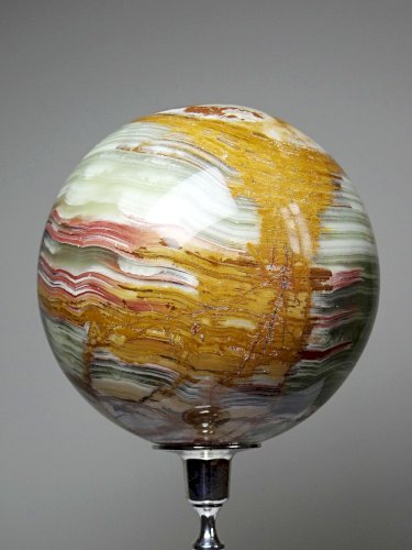Gros globe d'onyx vert à bandes du Pakistan spécimen pierre naturel vintage 2kg