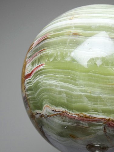 Gros globe d'onyx vert à bandes du Pakistan spécimen pierre naturel vintage 2kg