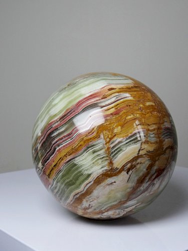 Gros globe d'onyx vert à bandes du Pakistan spécimen pierre naturel vintage 2kg