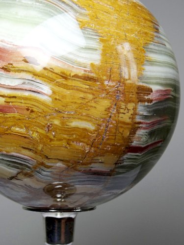 Gros globe d'onyx vert à bandes du Pakistan spécimen pierre naturel vintage 2kg