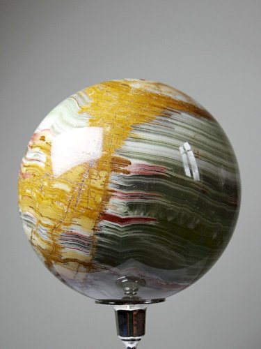 Gros globe d'onyx vert à bandes du Pakistan spécimen pierre naturel vintage 2kg