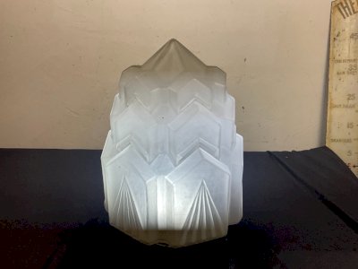 Gros GLOBE lustre  PLAFONNIER ART DÉCO Blanc 1930/50 BUILDING SKYSCRAPER