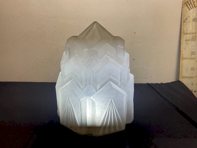 Gros GLOBE lustre  PLAFONNIER ART DÉCO Blanc 1930/50 BUILDING SKYSCRAPER