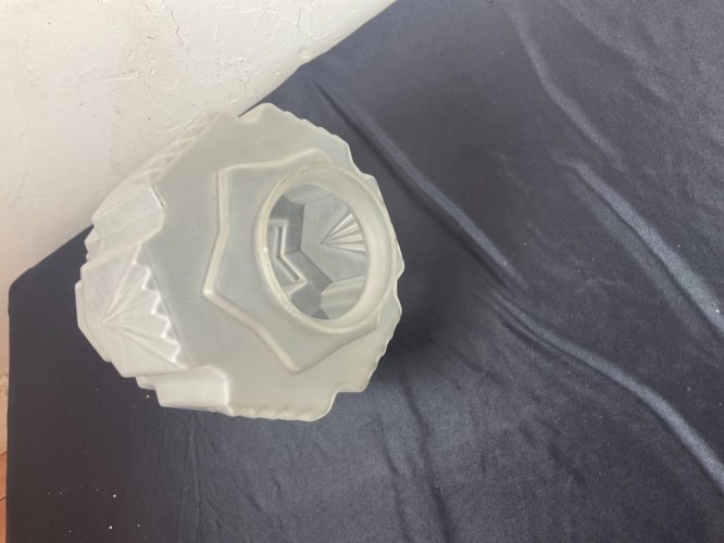 Gros GLOBE lustre  PLAFONNIER ART DÉCO Blanc 1930/50 BUILDING SKYSCRAPER