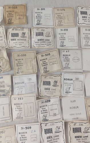 Gros lot de verres / vitres pour montres, Robur, Verlux, Tena