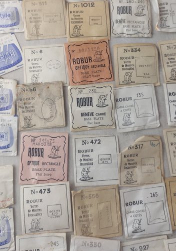 Gros lot de verres / vitres pour montres, Robur, Verlux, Tena