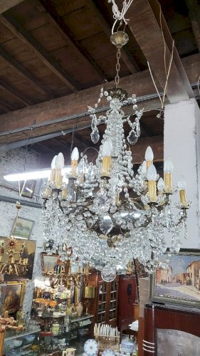 GROS LUSTRE A PAMPILLES 18 AMPOULES