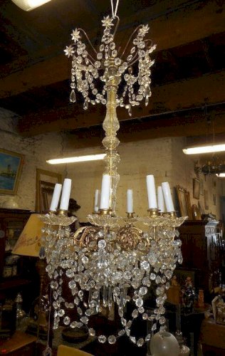GROS LUSTRE A PAMPILLES 8 AMPOULES A GUIRLANDE N26