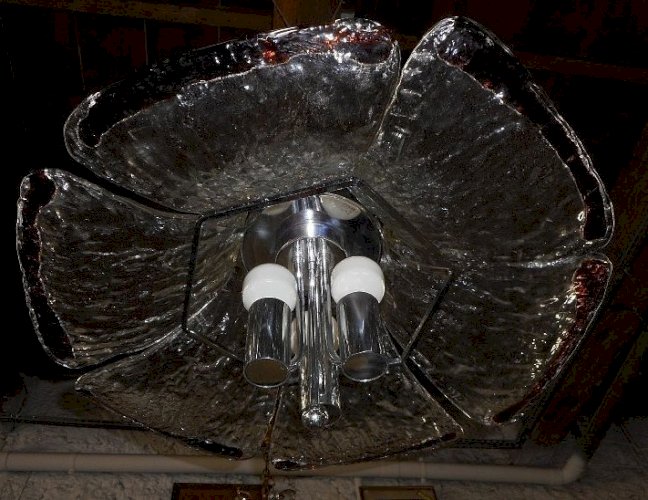 GROS LUSTRE EN PLAQUE DE VERRE MURANO DE 1960 N 16