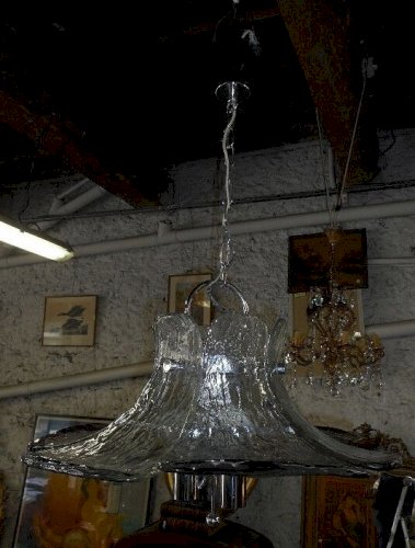 GROS LUSTRE EN PLAQUE DE VERRE MURANO DE 1960 N 16