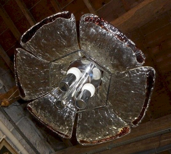 GROS LUSTRE EN PLAQUE DE VERRE MURANO DE 1960 N 16