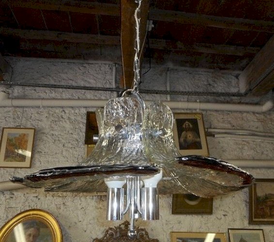 GROS LUSTRE EN PLAQUE DE VERRE MURANO DE 1960 N 16