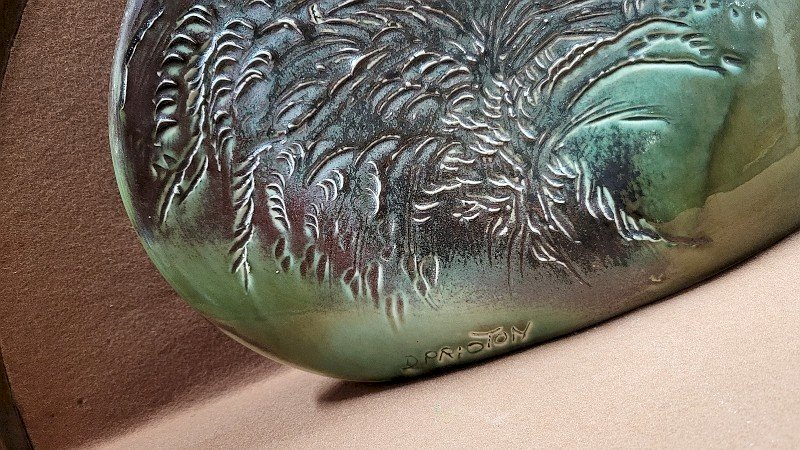 GROS PIED DE LAMPE EN CERAMIQUE SIGNE DE D. PRIOTON REF JE