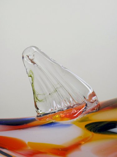 Gros poisson décoratif verre soufflé moucheté de Murano vintage