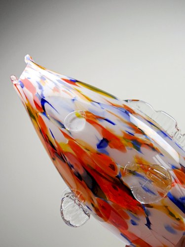 Gros poisson décoratif verre soufflé moucheté de Murano vintage