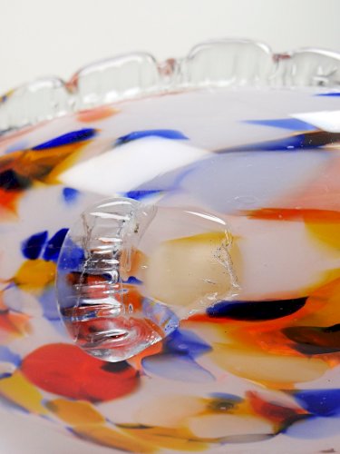 Gros poisson décoratif verre soufflé moucheté de Murano vintage
