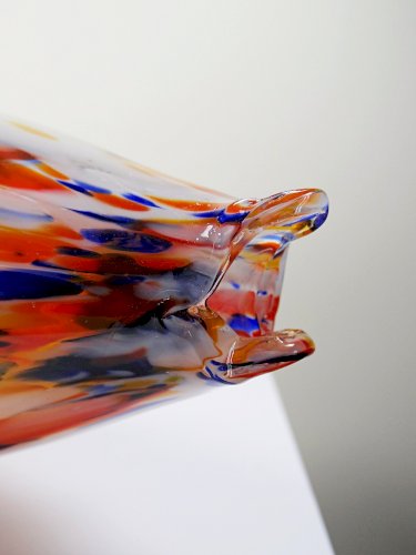 Gros poisson décoratif verre soufflé moucheté de Murano vintage