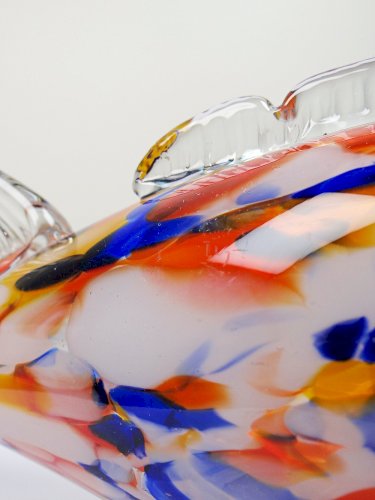 Gros poisson décoratif verre soufflé moucheté de Murano vintage