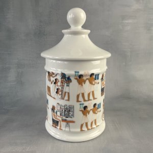 Large covered jar candy box Limoges porcelain Egyptian decor creations Baud