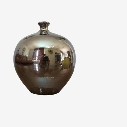 GROS VASE BOULE EN CERAMIQUE IRISEE STYLE RUELLAND ANNEES 60, 70