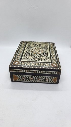 GROSSE BOITE EN BOIS MARQUETERIE DAMASQUINE N° 2