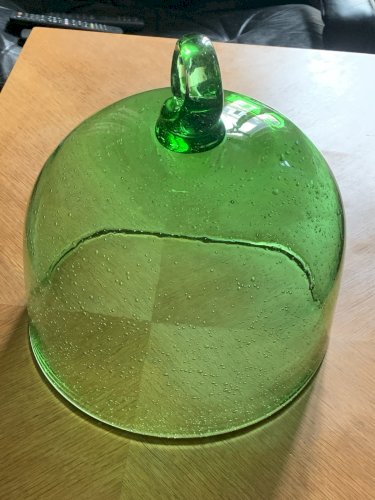 Grosse cloche en verre soufflé bullé signé Biot