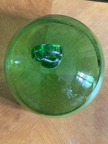 Grosse cloche en verre soufflé bullé signé Biot