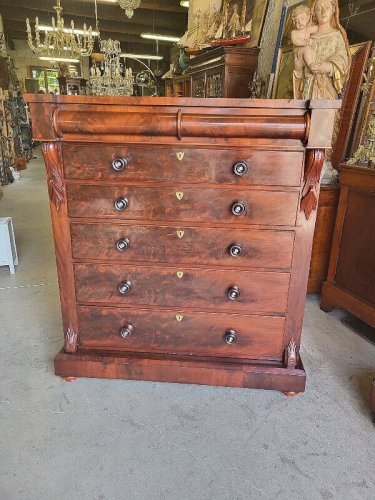 GROSSE COMMODE EN ACAJOU DE STYLE ANGLAIS AVEC 6 TIROIRS