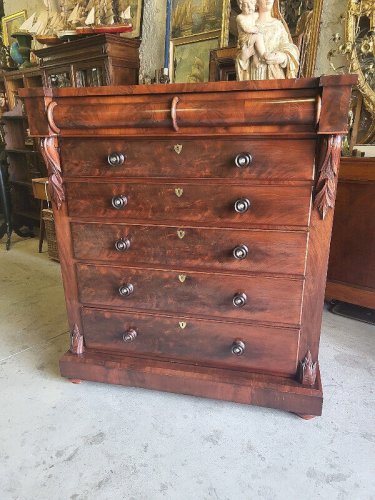 GROSSE COMMODE EN ACAJOU DE STYLE ANGLAIS AVEC 6 TIROIRS