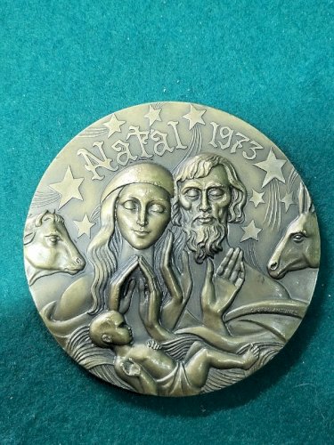 GROSSE MEDAILLE DE TABLE EN BRONZE NATAL 1973 N° 105