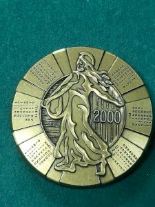 LARGE BRONZE TABLE MEDAL SEMEUSE CALENDAR 2000 N° 115