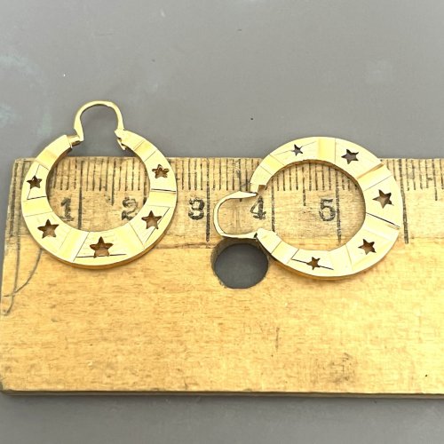 Grosse paire de boucles d’oreilles créole étoiles vintage plaqué or Mode  Ancien