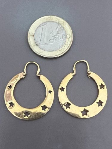 Grosse paire de boucles d’oreilles créole étoiles vintage plaqué or Mode  Ancien