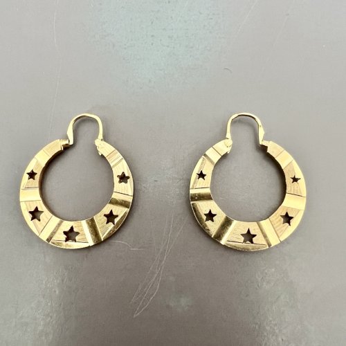 Grosse paire de boucles d’oreilles créole étoiles vintage plaqué or Mode  Ancien
