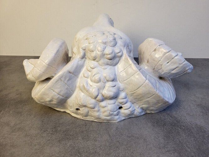 GROSSE TETE DE BELIER EN TERRE CUITE GRAND BAVENT FRANCAIS MAJOLICA